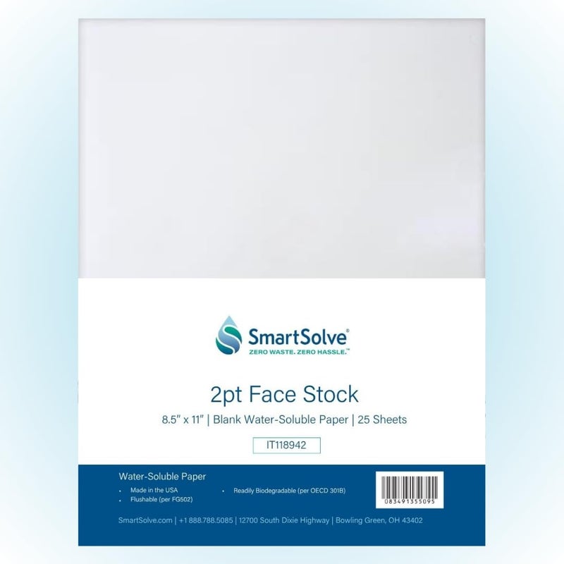 SmartSolve 2 pt. Water-Soluble Bio-Based Paper | Dissolves Quickly in Water | Biodegradable | Eco-Friendly | Tracing, Sewing Patterns, Crafts | Letter Size 8.5â€ x 11â€ | Pack of 25 White Sheets - Image 1